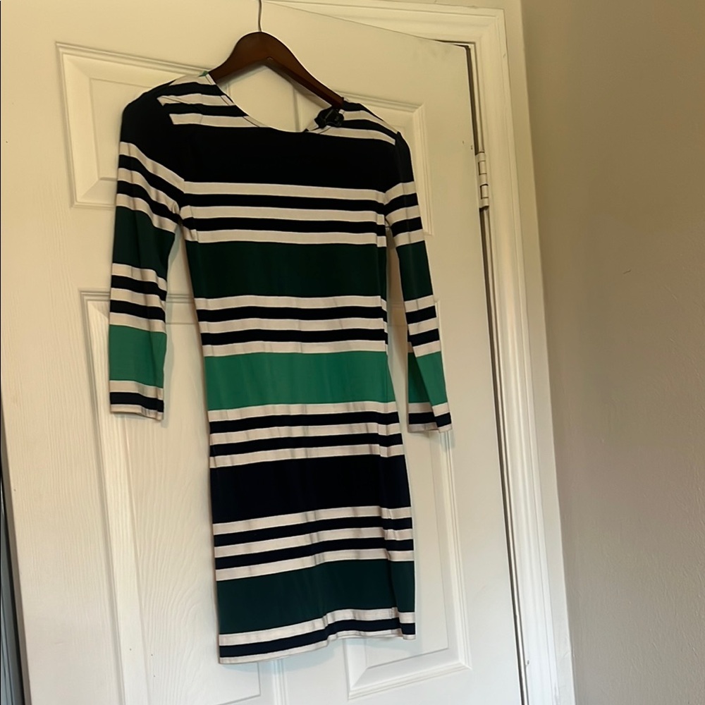 BCBGeneration Black and White Long Sleeve Sheath Dress